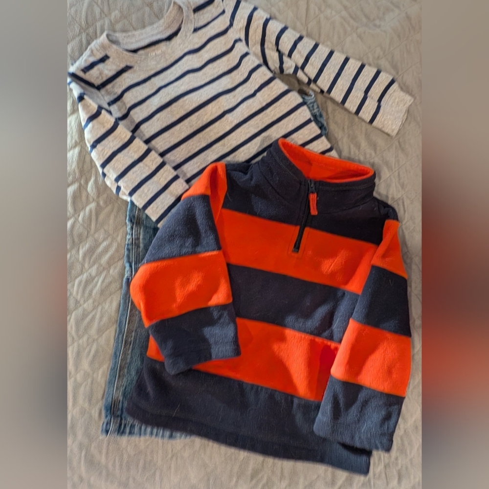 24M Striped Orange and Navy Kids Pullover And Outfit